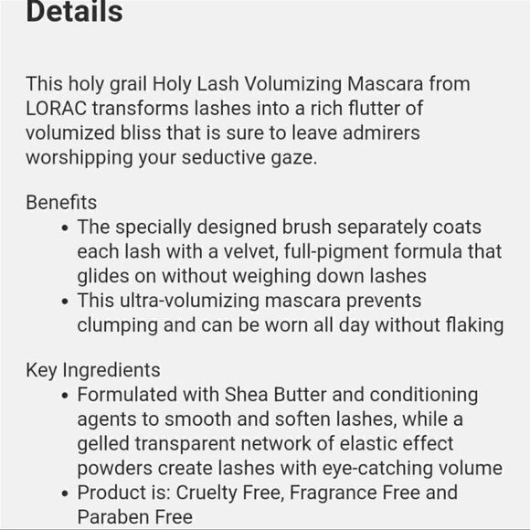 🌟$12 LORAC Holy Lash Volumizing Mascara - Picture 4 of 11
